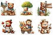 Watercolor Autumn Bear Clipart, an Illustration by DreamPrint404 (Thumbnail 2 of 6)