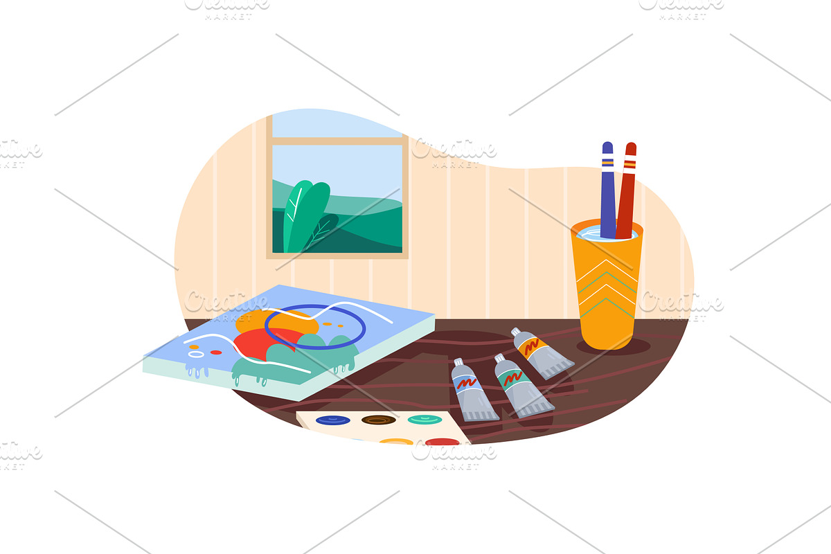 Art painting therapy workshop or, an Illustration by vectorpointstudio