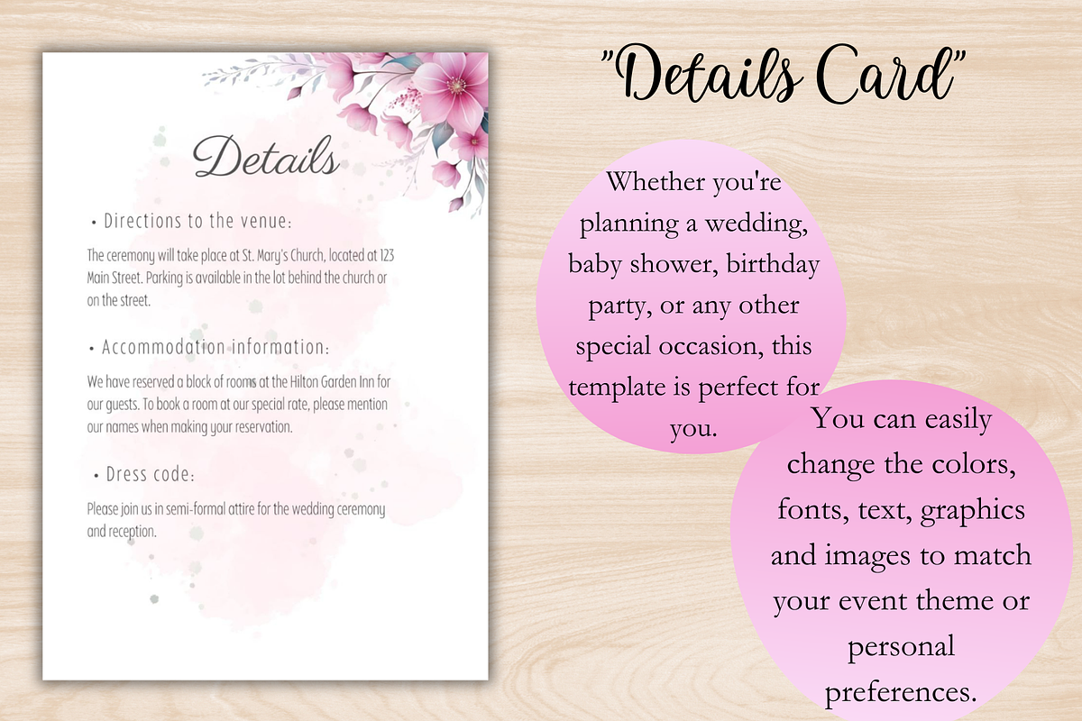 Pink Floral Wedding Invitation, an Invitation Template by Talentex Invitations (Photo 3 of 4)