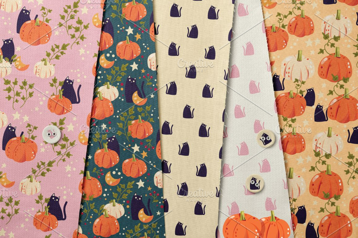 Pumpkins and cats - autumn patterns, a Pattern Graphic by Blue Lela Design (Photo 7 of 12)