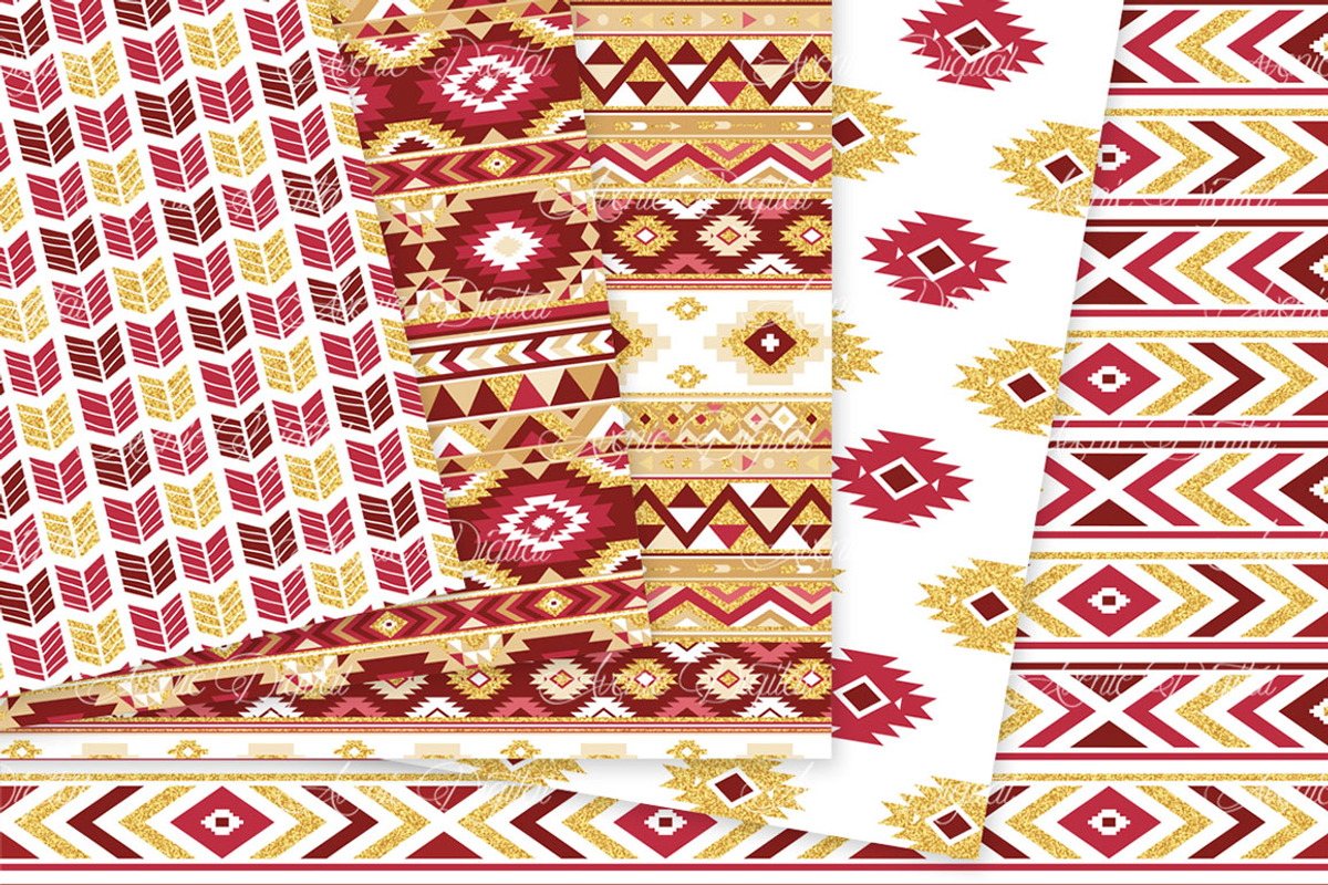 Red & Gold Boho Seamless Pattern, a Pattern Graphic by Avenie Digital (Photo 2 of 4)