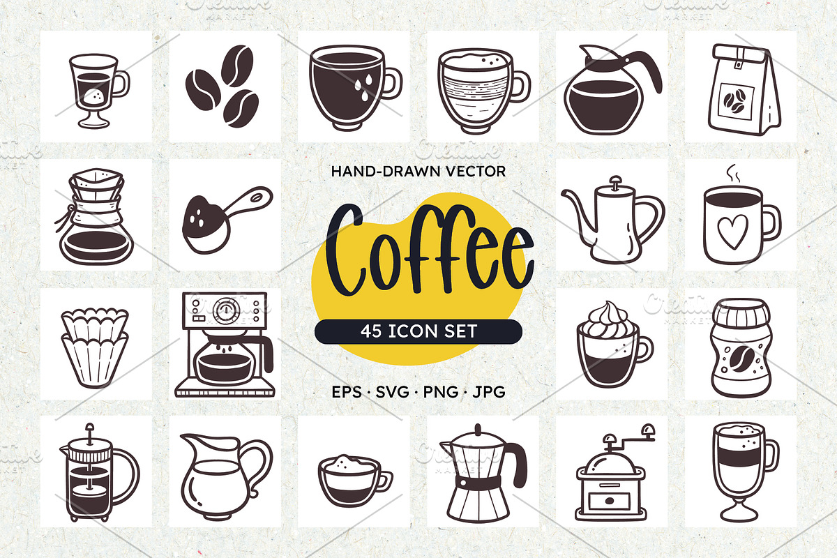 Coffee Icon Set, a Solid Icon by insemar (Photo 1 of 4)