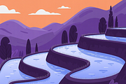 Terraced Landscape Illustration, an Illustration by Xinyan Studio (Thumbnail 4 of 4)
