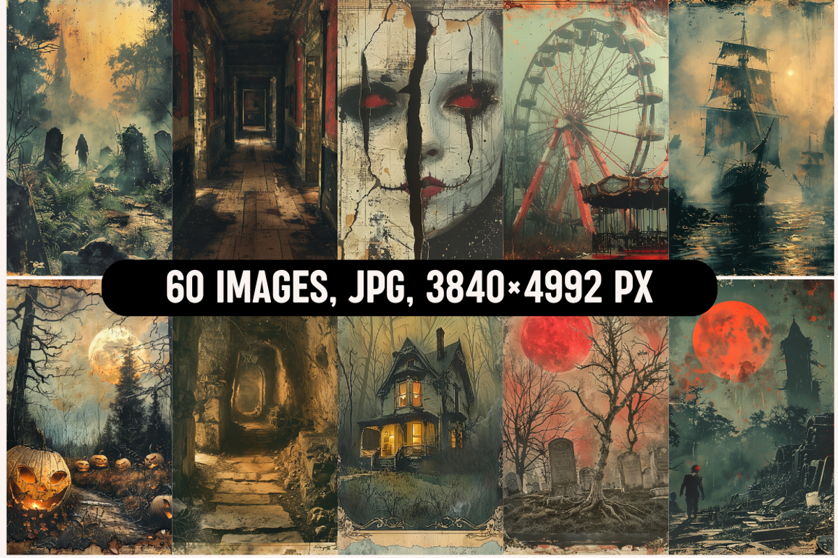 Vintage Halloween Junk Journal Scene, a Background Graphic by PrintHaven Designs (Photo 4 of 7)