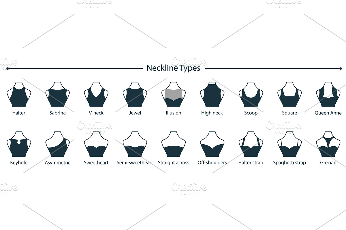 Fashion Neckline Types, an Object Illustration by Vector Creator
