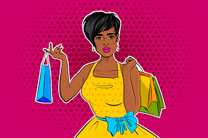Sexy black african lady shopping