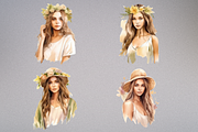 Watercolor Boho Girl Clipart, a Person Illustration by Mash Mash Stickers (Thumbnail 9 of 9)