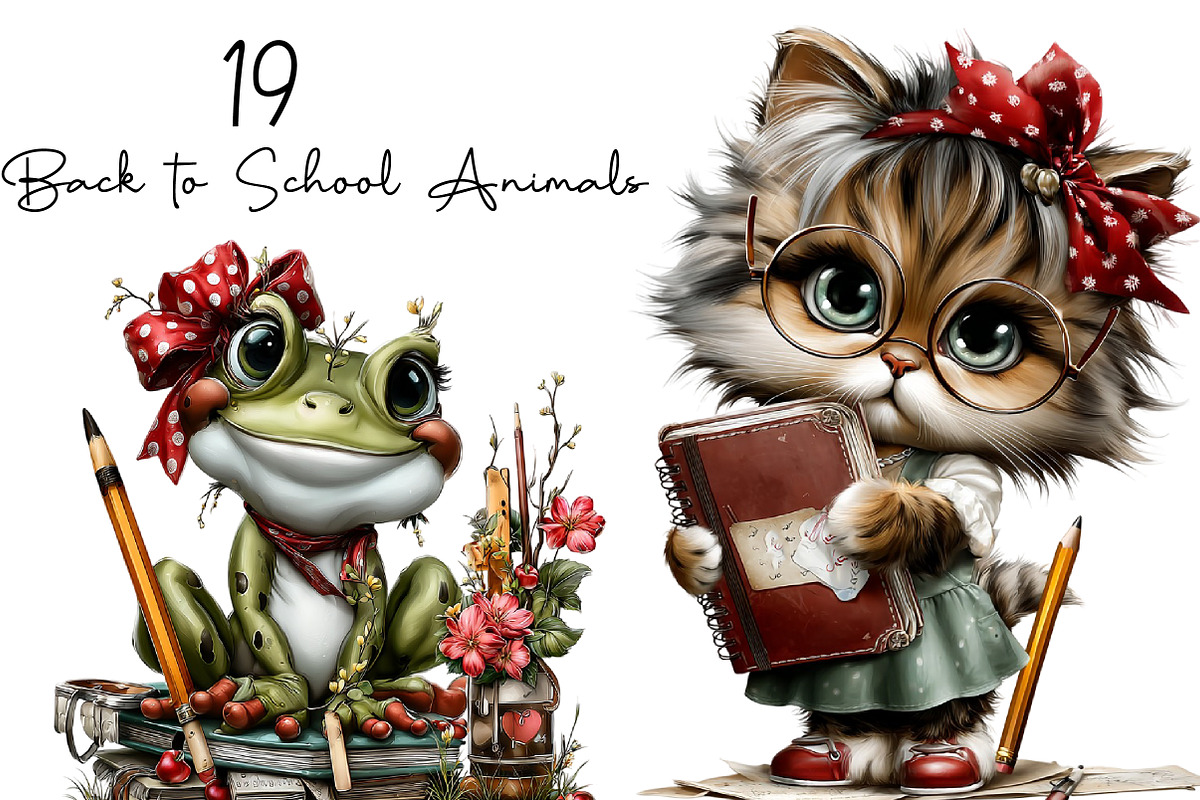 Back to School Animals Clipart, an Animal Illustration by DreamArtGraphic (Photo 1 of 3)