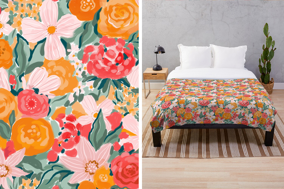 Gouache flowers pattern design, a Pattern Graphic by Alenkakarabanova (Photo 2 of 3)