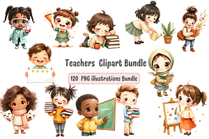 Teachers Clipart Bundle, a Decorative Illustration by Anca Digital Vibe