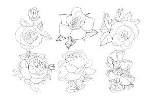 Rose Outline Set 2 Procreate Brush