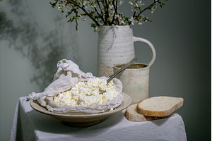 Cottage Cheese with Spring Blossom, a Background Photo by Natasha Breen