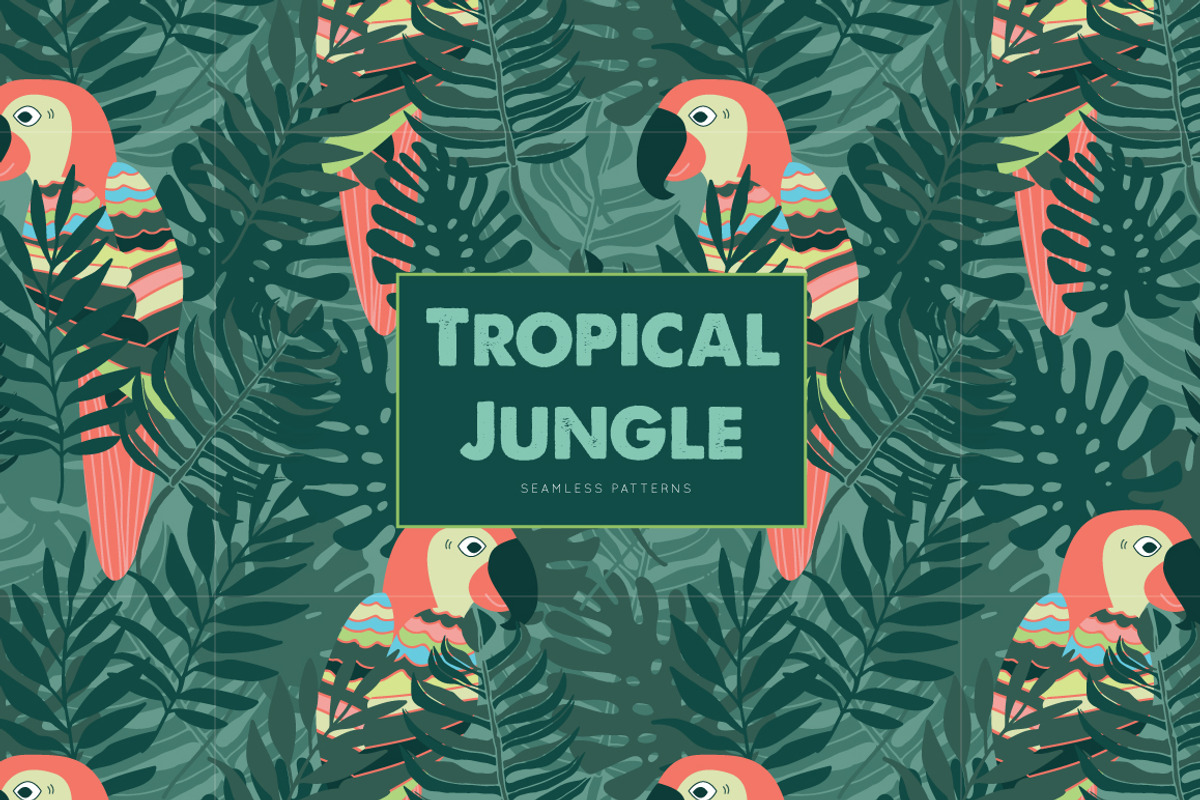 Tropical Jungle Seamless Patterns, a Pattern Graphic by illuztrate