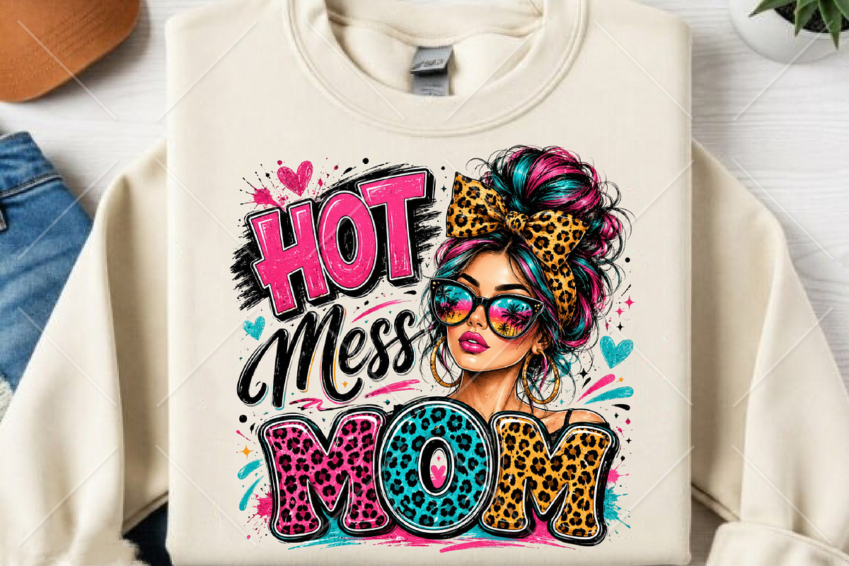 Hot Mess Mom Leopard Messy Bun Shirt, a Seasonal Illustration by Canvas Craft (Photo 2 of 6)