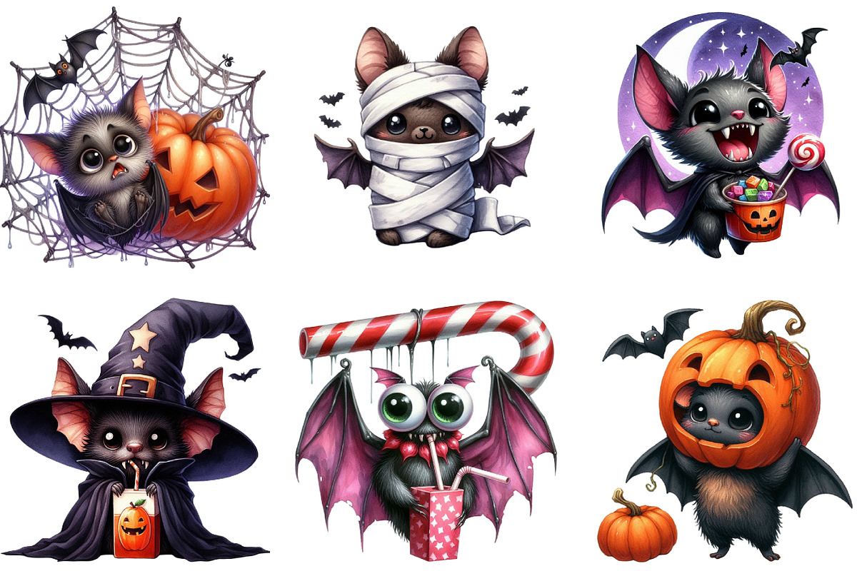 Funny Halloween Bats Clipart Bundle, an Illustration by DreamArtGraphic (Photo 4 of 4)