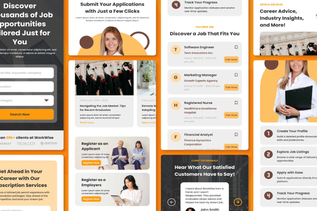 WorkWise - Job Portal Landing Page, an UI Kit Template by twinstd