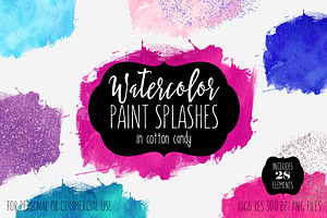 Candy Watercolor Paint Splashes