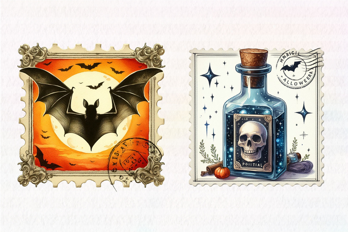 Halloween Postage Stamp Sublimation, an Illustration by CreationArt (Photo 5 of 5)
