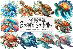 Beautiful Sea Turtles PNG Bundle, an Illustration by DreamArtGraphic