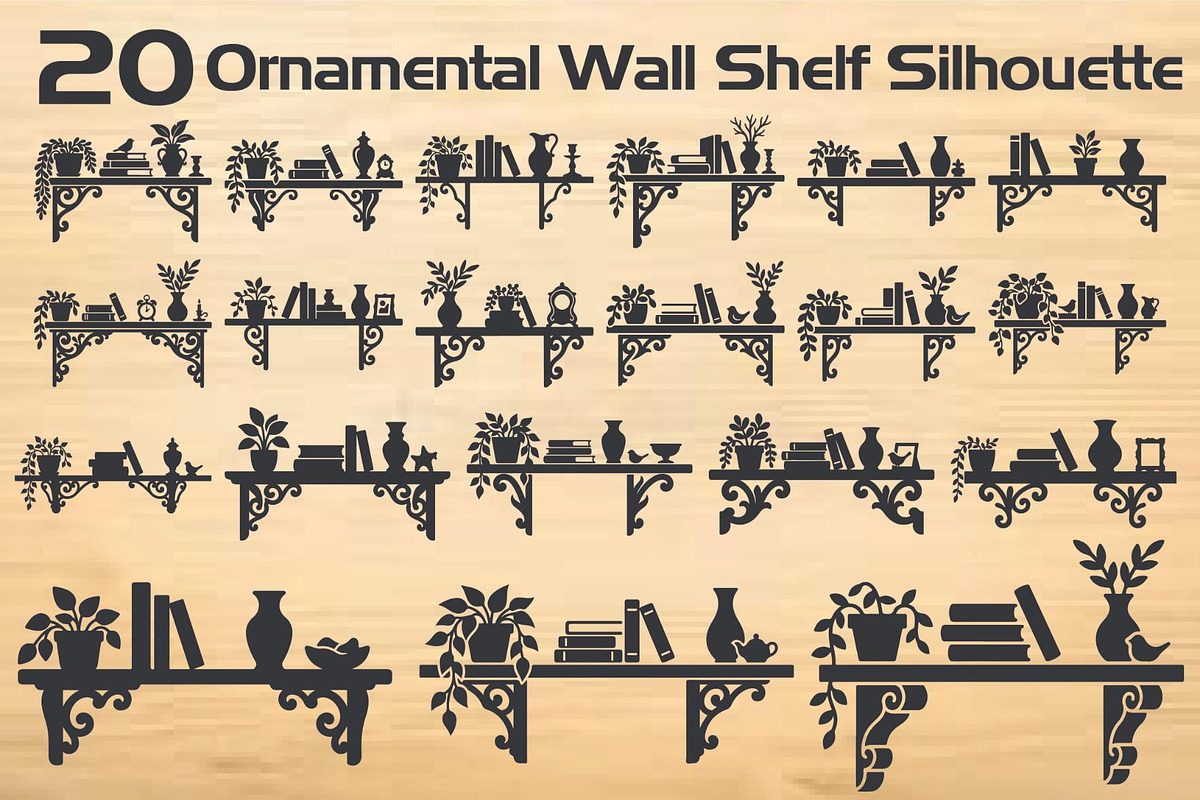 Ornamental Wall Shelf Silhouette, an Object Graphic by hafijul (Photo 1 of 4)