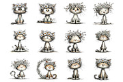 Whimsical floral spring cat clipart, an Illustration by SinaCreation (Thumbnail 2 of 11)