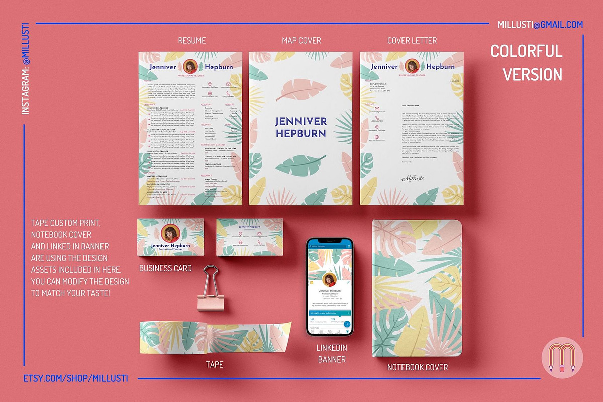 Natural Tropical Leaves Resume Canva, a Resume Template by Millusti (Photo 2 of 9)