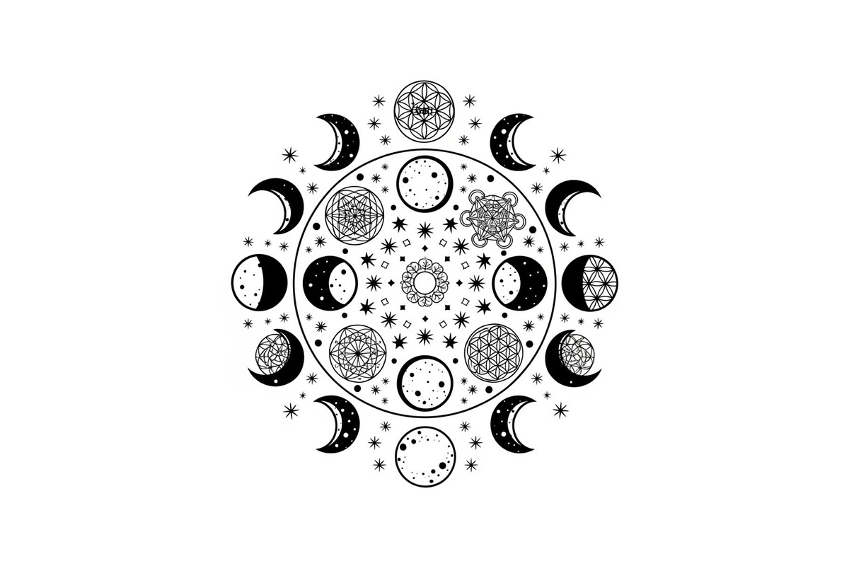 Moon Phase Mandala SVG Bundle, an Illustration by yasushie (Photo 30 of 31)