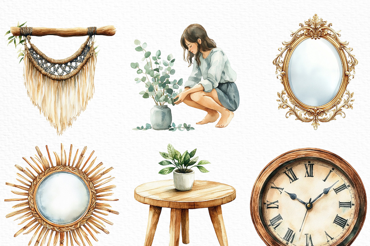 Home Decor Clipart Bundle, an Illustration by Craft Nest (Photo 3 of 6)