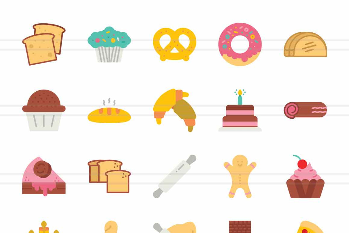 50 Bakery Flat Multicolor Icons, an Icon by IconBunny (Photo 2 of 2)