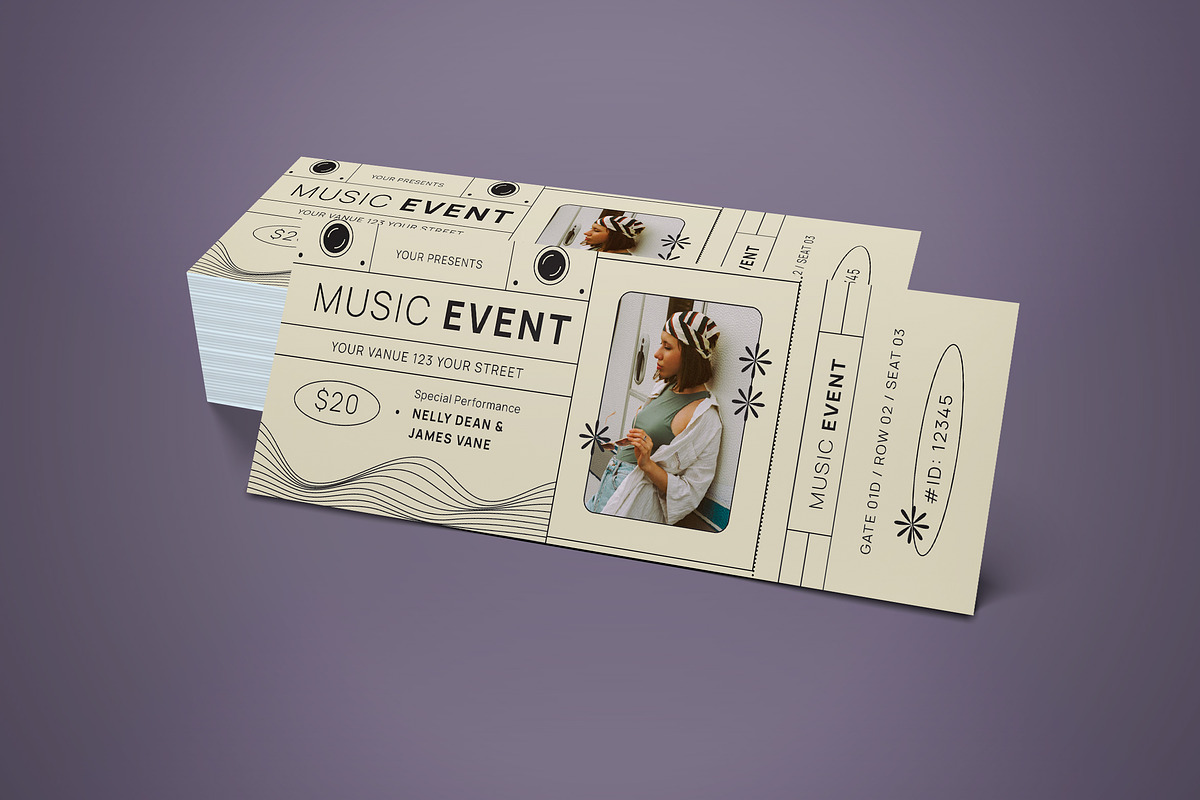 Ticket Event Music, a Card Template by graphicook (Photo 2 of 3)