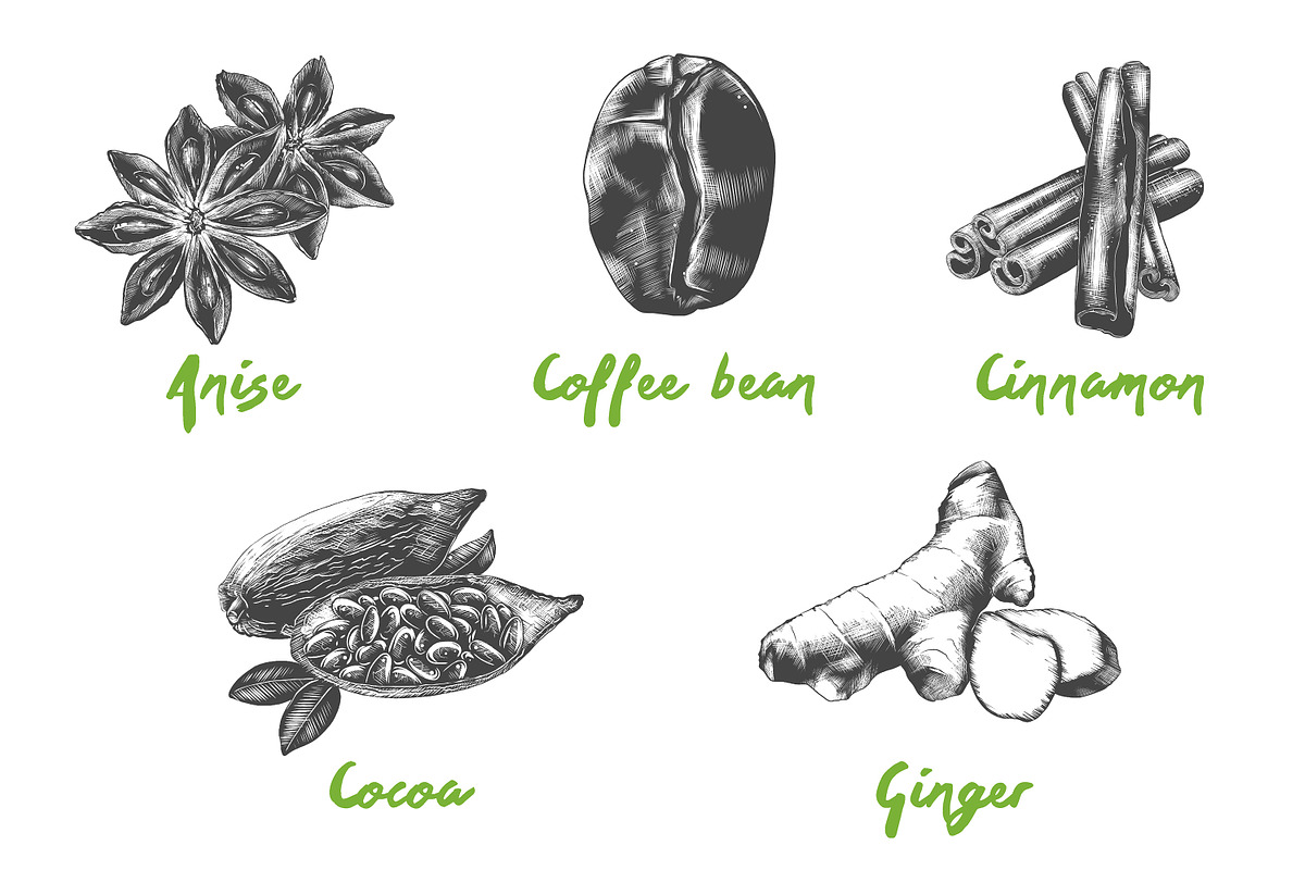 Set of 44 organic food objects, a Decorative Illustration by Akimo Mia (Photo 3 of 10)