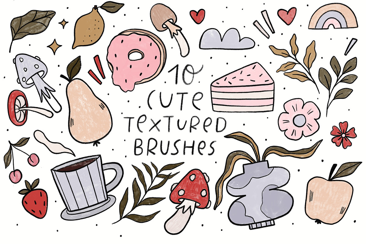 Kawaii doodle brushes for procreate, a Brush Add-On by Sentimental postman (Photo 3 of 5)