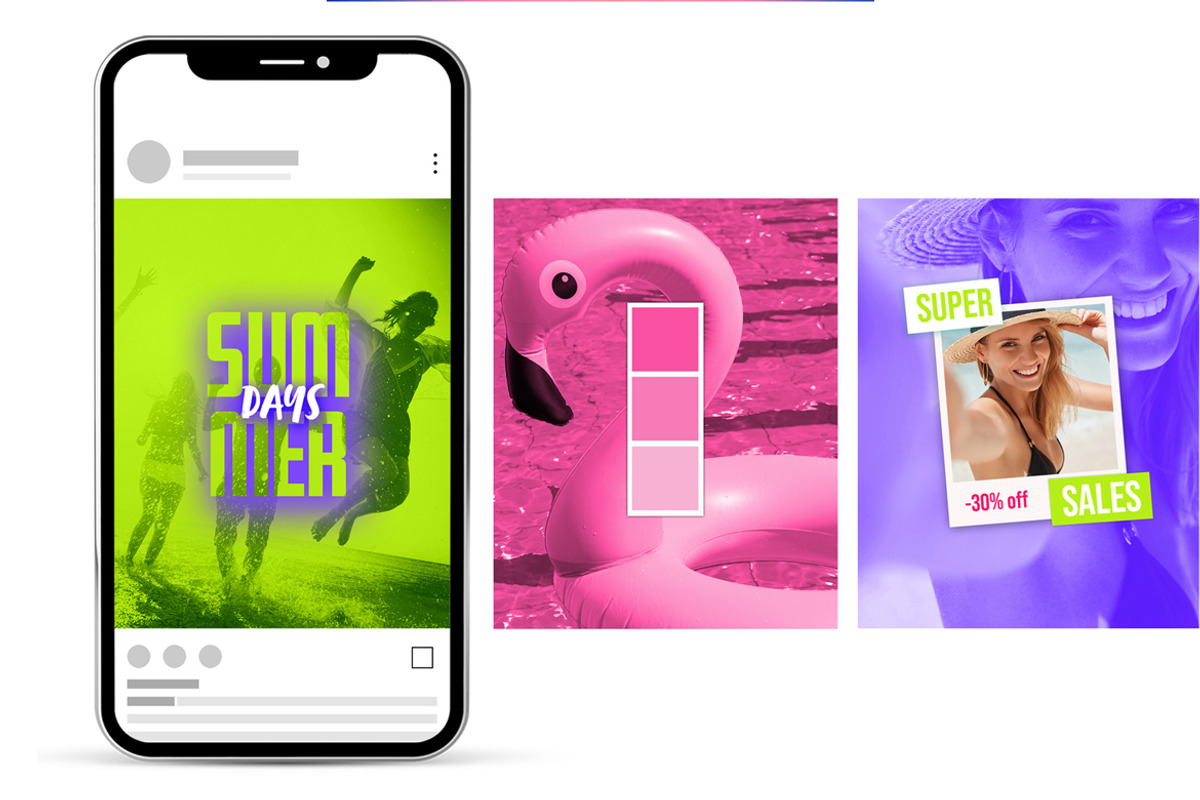 Neon Style Social Media Post Set, a Social Media Template by McLittle Stock (Photo 1 of 3)