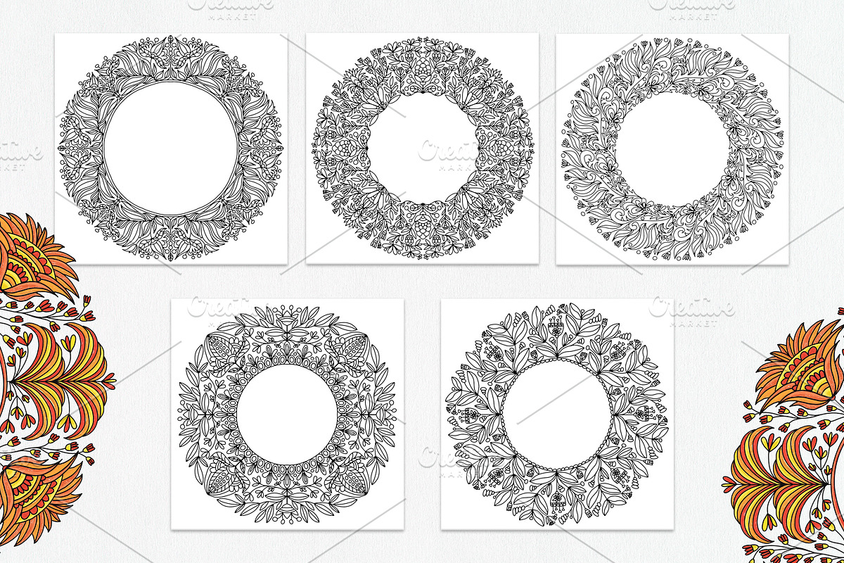 Wreath with flowers in folk style., a Brushes & More by dnapslvsk (Photo 4 of 6)
