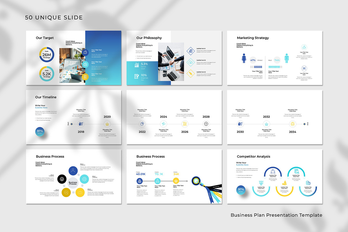 Blue Yellow Modern Business Plan Pre, a Presentation Template by Slide-Agency (Photo 8 of 11)