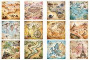Antique Vintage Travel Map Digital, a Background Photo by Wow Magic (Thumbnail 1 of 2)