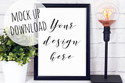 Modern Black Frame Mockup Scene, a Print Template by Pixomize (Thumbnail 1 of 2)