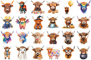 Halloween Highland Cow Clipart, an Illustration by Daily.Designs (Thumbnail 2 of 3)