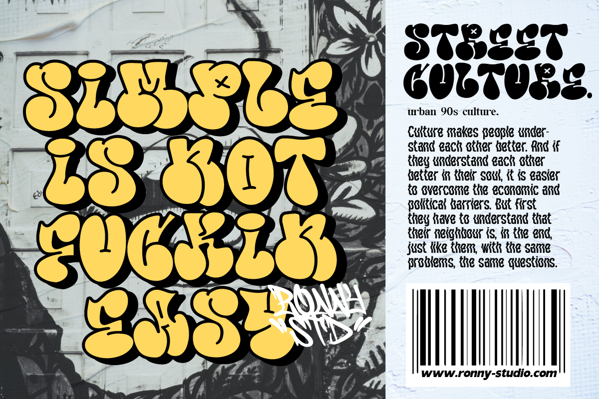 More Than Life Bubble Graffiti, a Handwritten Font by Ronny Studio (Photo 4 of 9)