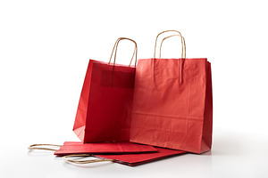 Pack of empty red paper shopping bag cut out, a Holiday Photo by Davizro's Market