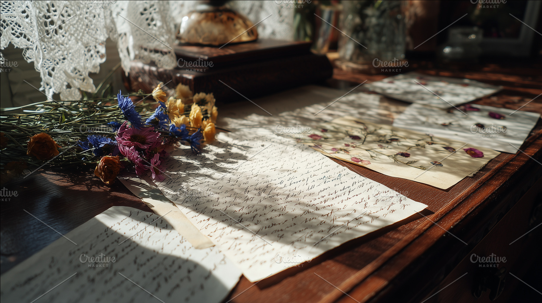 Handwritten letters and pressed flow, a Background Photo by MistyDay