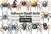 Halloween Clipart Spider Clipart PNG, an Illustration by Black Bird Studio (Thumbnail 1 of 6)