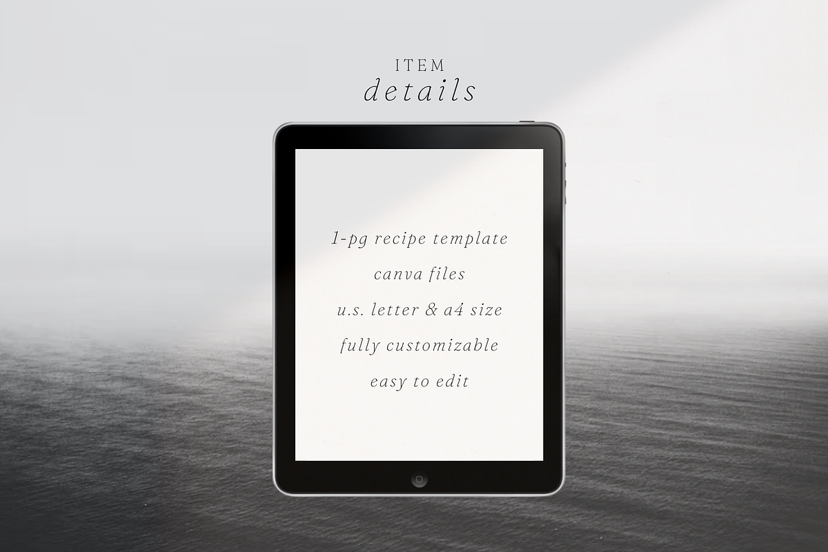 Minimal 1 Page Recipe Template Canva, a Flyer Template by frommakertomaker (Photo 6 of 7)