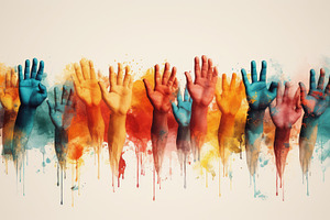 illustration of joined hands .Genera, an Arts & Entertainment Photo by Perpis