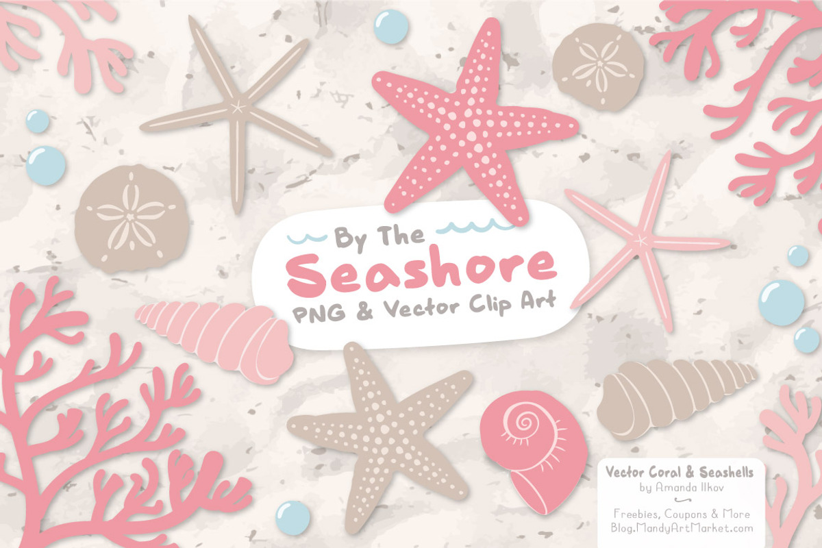 Seashells Clipart in Soft Pink, an Illustration by Amanda Ilkov (Photo 1 of 5)