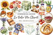 Watercolor La Dolce Vita Clipart, a Seasonal Illustration by designcity5 (Thumbnail 1 of 5)