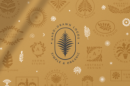 Hand-drawn logo design set
