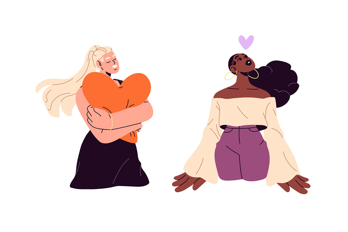 People with hearts, love concept set, a Person Illustration by PaperTrident (Photo 3 of 10)