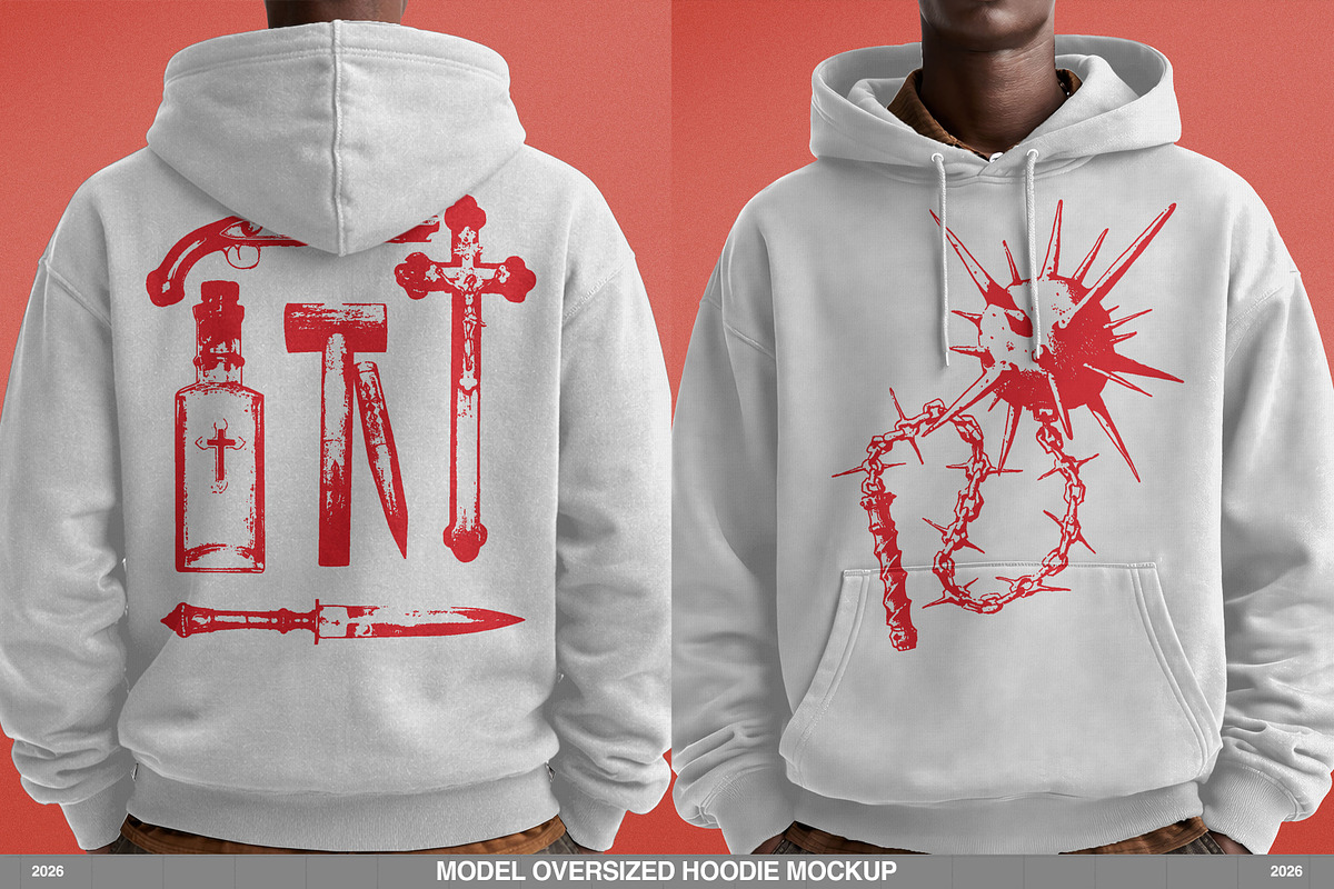 Model Oversized Hoodie Mockup, a Hoody Mockup by Irhasalfahad (Photo 4 of 6)