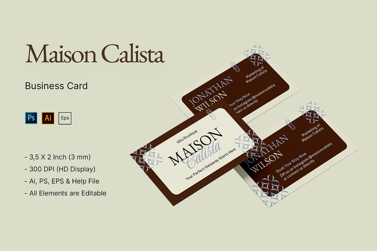 Maison Calista - Business Card, a Business Card Template by StreaksideStd (Photo 1 of 3)